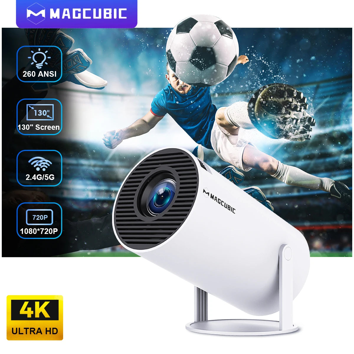 Flexible 4K Cinema Outdoor Portable Projetor Pro